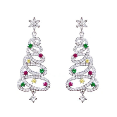 Orecchini di strass a forma di albero di Natale