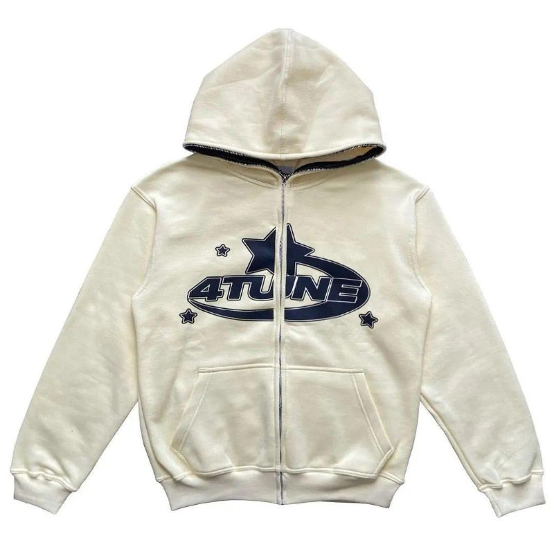 Felpe con cappuccio con zip e stampa a stelle
