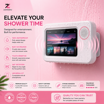 Supporto impermeabile per telefono da doccia – Cinema+ Bluetooth Edition